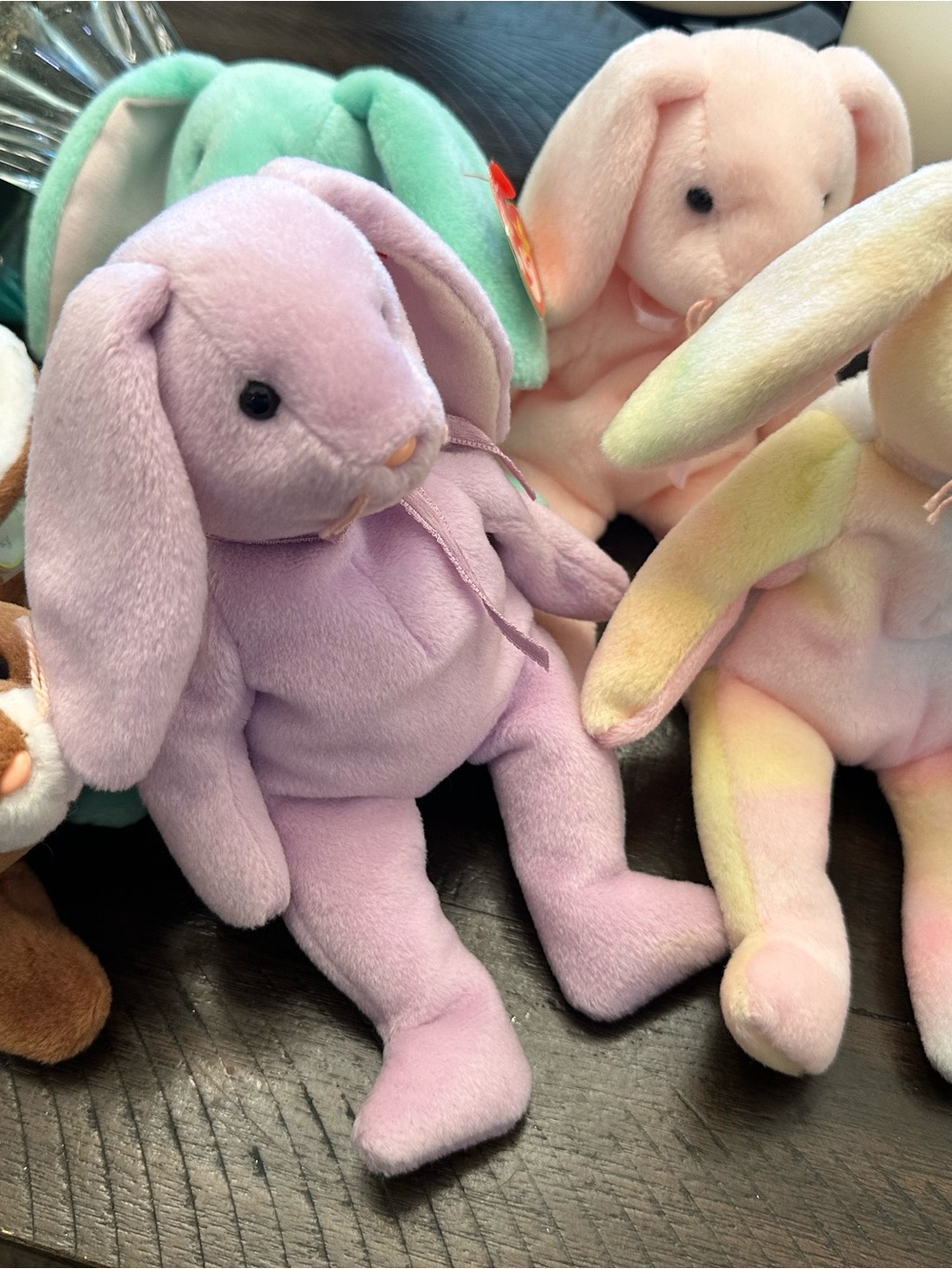 Ty Pastel & Brown Beanie Babies bunnies - Mint, Lavender, Pink, Brown, Multi